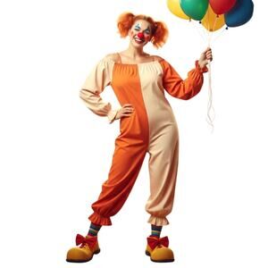 Vintage 80s Handmade Clown Costume Orange Adult OS Costume Long Sleeve Clowncore